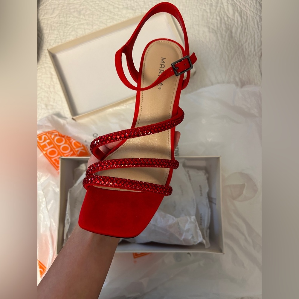 Red formal shoes